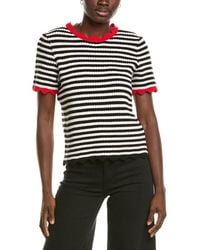 Cece - Stripe Pointelle Sweater - Lyst
