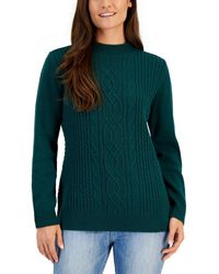 Karen Scott - Cable Knit Sweater Cable Knit Crewneck Pullover Sweater - Lyst
