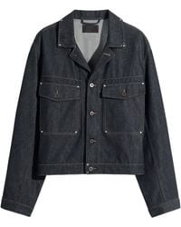 Lemaire - Cropped Denim Trucker Jacket With Stud Details - Lyst