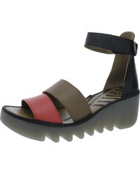Fly London - Leather Ankle Strap Wedge Sandals - Lyst