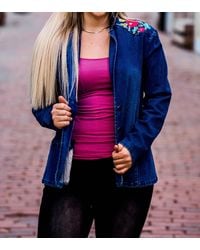 Layerz Clothing - Denim Embroidered Blazer - Lyst