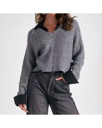 Elan - Little Stevie Layered Sweater/Shirt Combo - Lyst