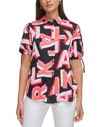 Karl Lagerfeld - Printed Polyester Button-down Top - Lyst