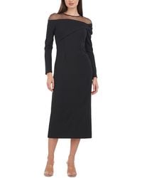 JS Collections - Plus Brinely Illusion Long Sleeves Cocktail And Party Dress - Lyst