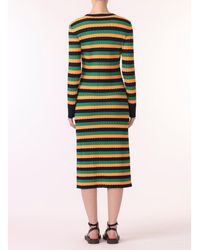 Jason Wu - Striped Viscose Knit Long Sleeve Dress - Lyst