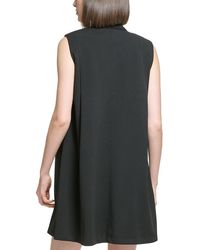 Calvin Klein - Tie Neck Short Mini Dress - Lyst