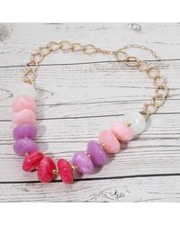 Fashnzfab Chunky Disc Beaded Texture Link Chain Statement Necklace in ...