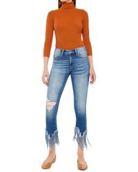 Kancan - Dalton Mid Rise Fringe Ankle Skinny Jeans - Lyst