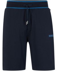 BOSS - Embroidered-logo Loungewear Shorts - Lyst