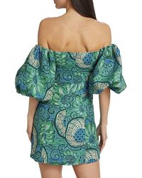 RHODE - Dali Aquatic Bloom Blue Print Off The Shoulder Mini Sheath Dress - Lyst