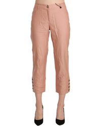 Ermanno Scervino - Cotton High Waist Cropped Trouser Pants - Lyst