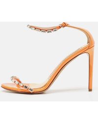 Alexandre Vauthier - Patent Leather Crystal Embellishments Sandals - Lyst