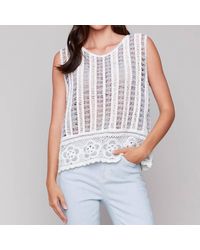 Charlie b - Sleeveless Floral Border Crochet Top - Lyst