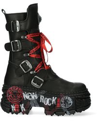New Rock - Mid Calf Punk Leather Boots-Wall028B-C1 - Lyst
