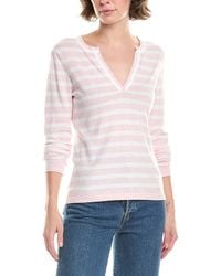 Forte - Split Neck Cashmere-Blend Sweater - Lyst