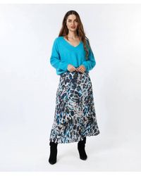 EsQualo - Asta Animal Roots Plisse Pleated Midi Skirt - Lyst