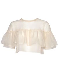 Philosophy Di Lorenzo Serafini - Round Neck Top With Layered Ruffle Design - Lyst