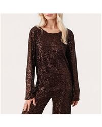 Part Two - Darleena Metallic Long Sleeve Sequin Top - Lyst