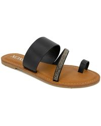 Xoxo - Romila Faux Leather Rhinestone Slide Sandals - Lyst
