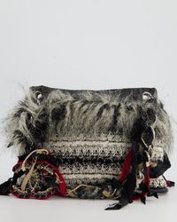 Chanel - Andtweed Mini Shoulder Bag With Faux Fur Detail And Silver Hardware - Lyst