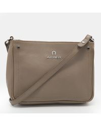 Aigner - Taupe Leather Crossbody Bag - Lyst