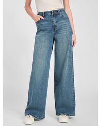 Guess - Lisbeth Wide Leg Denim Pants - Lyst