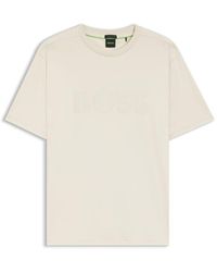 BOSS - Cotton-Jersey T-Shirt With Structured Logo - Lyst