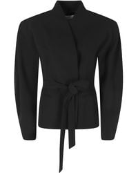 ANDAMANE - Margaux Shawl Collar Rounded Sleeves Polyester Jacket - Lyst