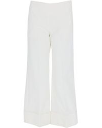 Fay - Cotton-Blend Cropped Wide-Leg Pants - Lyst