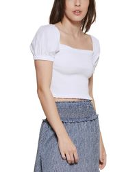 DKNY - Ruched Square-neck Cropped - Lyst