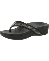 Vionic - Hightide Chv Patent Thong Wedge Sandals - Lyst