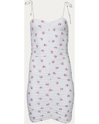Endless Blu. - Floral Ruched Stretch-Jersey Mini Dress - Lyst
