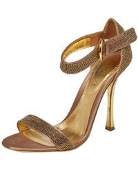 Sergio Rossi - Satin And Crystal Embellished Studded Ankle Strap Sandals - Lyst