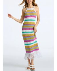 525 America - Lucia Stripe Crochet Dress - Lyst