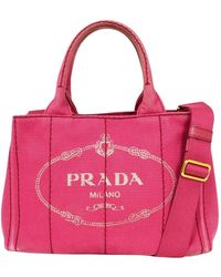 Prada - Canapa Canvas Tote Bag (pre-owned) - Lyst