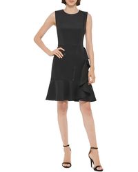 DKNY - Knit Sleeveless Fit & Flare Dress - Lyst