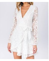 Fanco - Lace Long Sleeve Mini Dress - Lyst