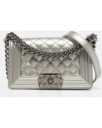 Chanel - Quilted Patent Leather Small Boy Flap Bag - Lyst