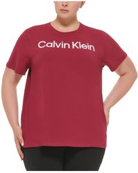 Calvin Klein - Plus Logo Crewneck Pullover Top - Lyst