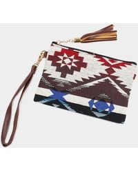 Fashnzfab - Aztec Patterned Woven Wristlet Pouch Bag - Lyst