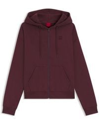 HUGO - Cotton-Terry Zip-Up Hoodie With Stacked-Logo Embroidery - Lyst