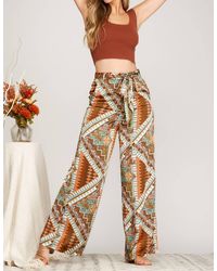 She + Sky - Satin Print Wide Pant - Lyst