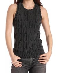 Minnie Rose - Stone Wash Distressed Cable Tank Top - Lyst