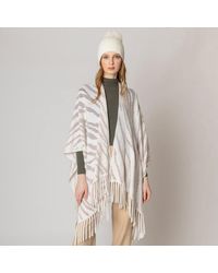 TRUEDAMES - Zebra Patterned Crochet Poncho - Lyst