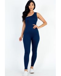 TRUEDAMES - Solid Color One Shoulder Jumpsuit - Lyst