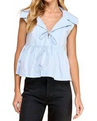 TCEC - Sleeveless Collared Peplum Hem Top - Lyst