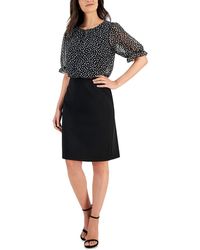 Connected Apparel - Knee Length Mixed Media Wear To Work Dress - Lyst