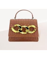 Fashnzfab - Chunky Metal Trim Accented Faux Leather Top Handle Crossbody Bag - Lyst