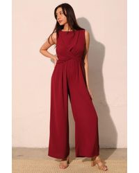 TRUEDAMES - Textured Solid Twist Front Jumpsuit - Lyst
