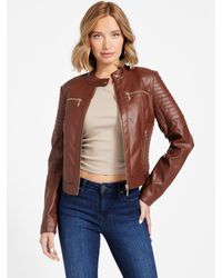 Guess Factory - Shanny Faux-leather Moto Jacket - Lyst